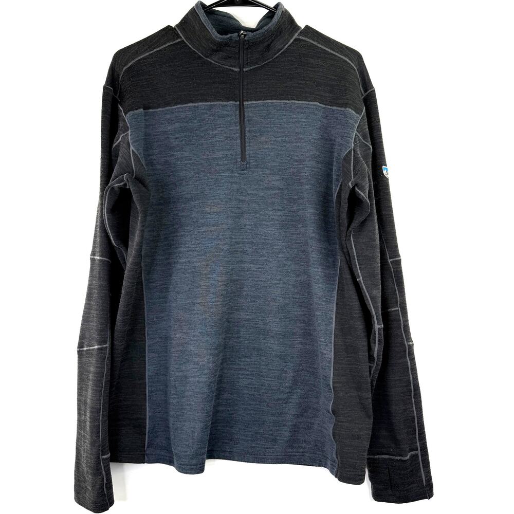 Kuhl Men's Ryzer 1/4 Zip Blue & Grey Sweater Size Large